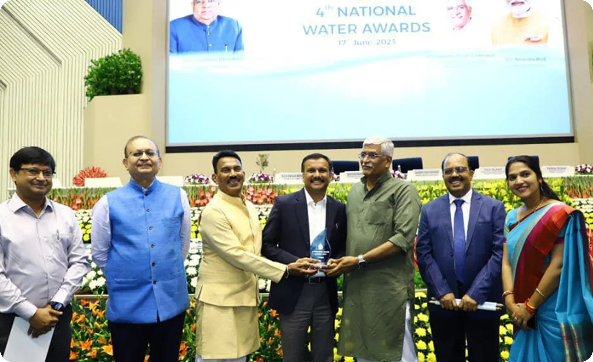 Project team receiving the trophy at the 4th National Water Awards ceremony